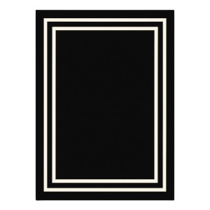 Koc Czarny z Białą Podwójną Ramką 150x200cm