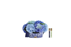 Bukiet Perfumowanych Hortensji Niebieskich w Dekoracyjnej Misie Cote Noire