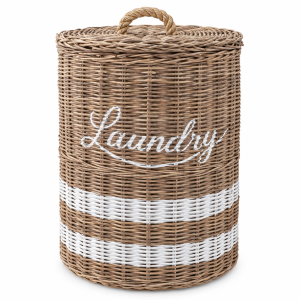Kosz Rattanowy na Pranie Laundry z Lnianym Wkładem Wys. 54cm