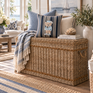 Rattanowa Konsola Kufer Brighton z Uchwytami 140x41xH83cm