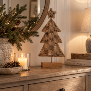 Dekoracja Rattanowa Choinka na Postumencie Christmas Tree Star