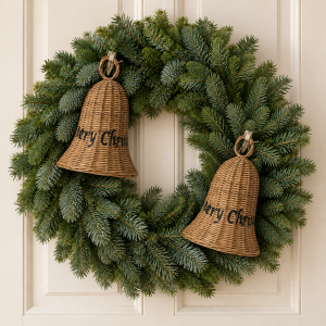 Zawieszka Rattanowa Dzwonek Bell Merry Christmas XXL