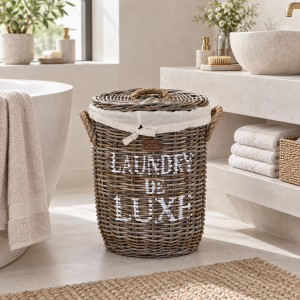 Rattanowy Kosz na Pranie Laundry de Luxe Riviera Maison Wys. 55cm