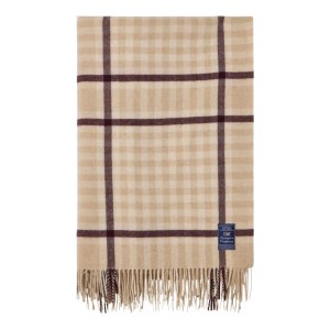 Koc Pled Krata w Kolorze Beżowo-Figowym 130x170cm Lexington 