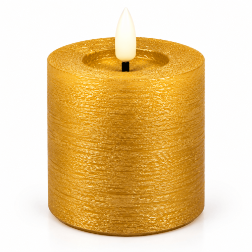 Świeca Rustic Led Wys. 8cm Złota.png
