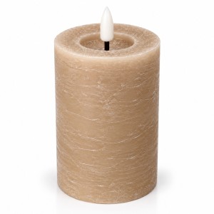 Świeca Rustic Led Beżowa Wys. 15cm 