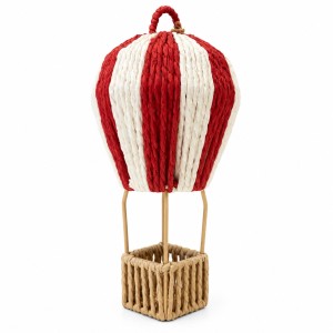 Dekoracja Rattanowa Zawieszka Balon Czerwono-Biały Wys. 28cm