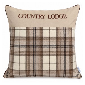 Poduszka Dekoracyjna w Kratę Brązowo-beżowa Country Lodge