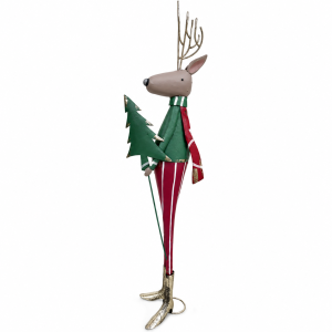 Dekoracja Metalowa Jelonek z Choinką Wys. 90cm