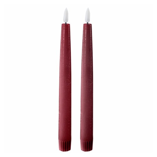 Dekoracyjna Świeca LED Bordowa Zestaw 2 Szt. Wys. 22cm