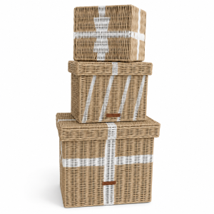 Zestaw 3 Rattanowych Koszy RR Pretty Present Storage Riviera Maison