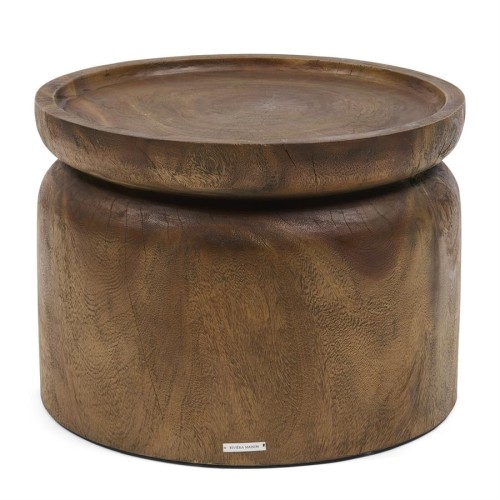 Drewniany Stolik Kawowy Cala Gracia brązowy śr. 55 cm Riviera Maison