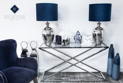 Konsola Ventalioer Cross Srebrna 130x40x74cm 3