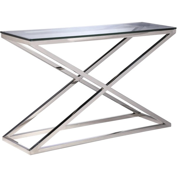 Konsola Ventalioer Cross Srebrna 130x40x74cm