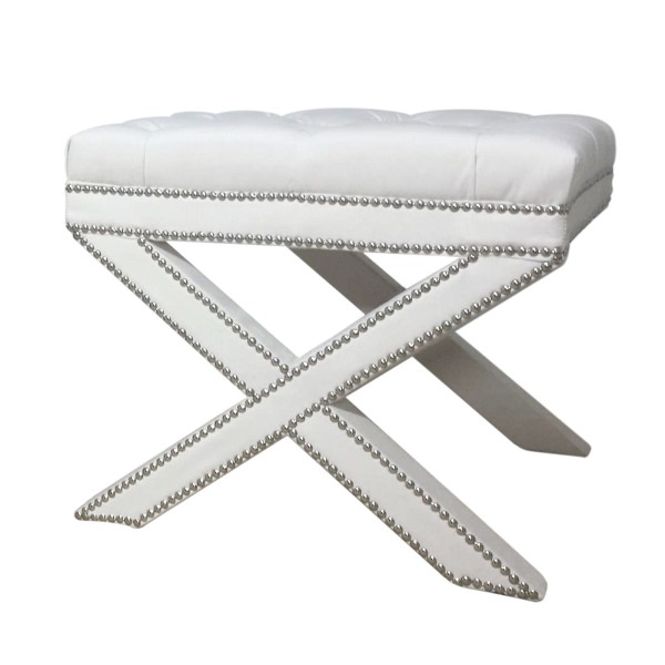 Puf/Stołek Velvet Cross White- różne kolory tapicerki