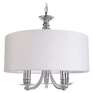 Lampa Sufitowa Srebrna z Białym Abażurem Libero Volare 50x50x45cm