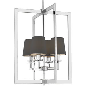 Lampa Sufitowa, Wisząca Luna M Chrom, Czarny 44x44x57cm