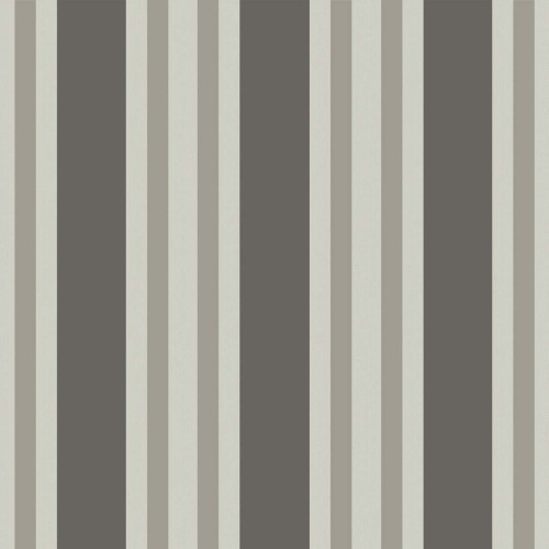 Tapeta Cole and Son Polo Stripe w odcieniach bieli i szarości, z równymi pionowymi paskami o różnej szerokości. Tekstura matowa, tło jasne, z szarymi i ciemnoszarymi pasami, tworząc subtelny, elegancki wzór.