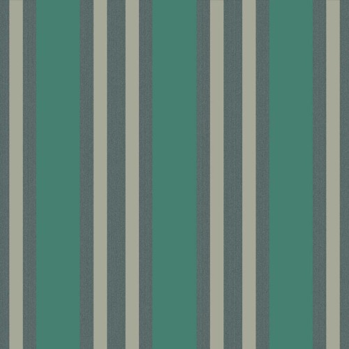 Tapeta Cole and Son Polo Stripe w kolorze zielonym i srebrnym, o wzorze pionowych pasów. Ujęcie frontalne, ukazuje matową strukturę. Produkt idealny do dekoracji wnętrz, stworzony z trwałego materiału, bez dodatkowych napisów czy logo.