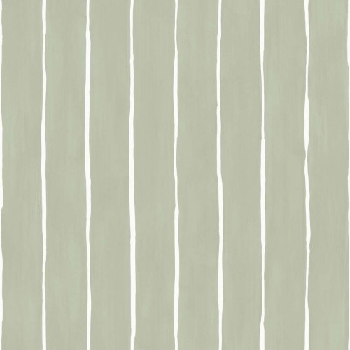 Tapeta Cole and Son Marquee Stripe w odcieniu białym i zielonym, przedstawia szerokie, pionowe pasy o matowej fakturze. Ujęcie frontalne, na jednolitym tle, bez dodatkowych dekoracji. Wzory w równych odstępach, idealna do nowoczesnych wnętrz.