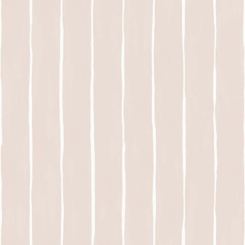 Tapeta Cole and Son Marquee Stripe w kolorze białym i różowym, wzór składający się z pionowych, delikatnych pasków. Produkt przedstawiony frontalnie na jasnym tle, z wyraźnie widocznymi liniami o równym rozstawie.