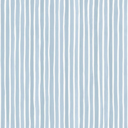 Tapeta Cole and Son Croquet Stripe w odcieniach błękitu i bieli, z delikatnymi, falującymi pionowymi pasami. Wzór charakteryzuje się miękką teksturą, idealny do nowoczesnych wnętrz. Posiada subtelny, elegancki wygląd.