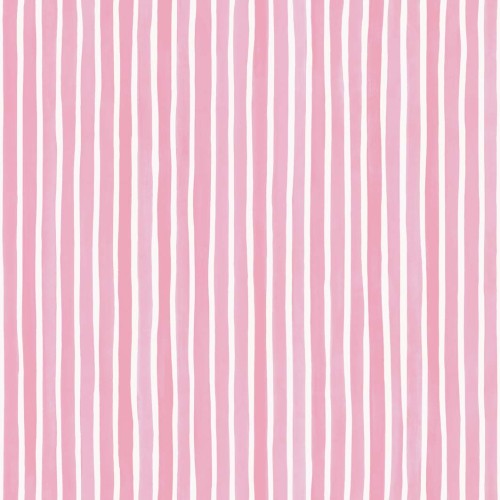 Tapeta Cole and Son Croquet Stripe Pink/White w pastelowych odcieniach różu i bieli, z nieregularnymi, pionowymi paskami. Wzór jest prosty i elegancki, idealny do aranżacji wnętrz.