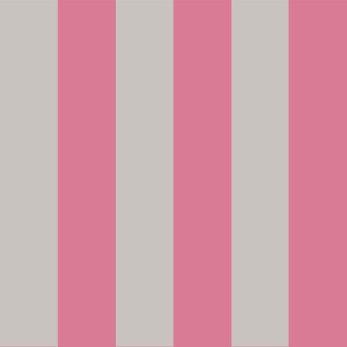 Tapeta Cole and Son Glastonbury Stripe w odcieniach szaro-różowych, z regularnymi, szerokimi pionowymi paskami w kolorze jasnoróżowym i jasnoszarym. Wzór minimalistyczny, idealny do nowoczesnych wnętrz.