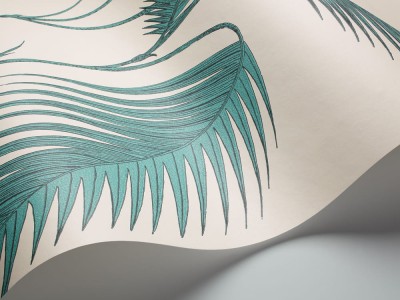 Tapeta Cole and Son Palm Leaves Teal/White 3