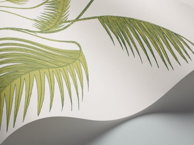 Tapeta Cole and Son Palm Leaves Green/White 3