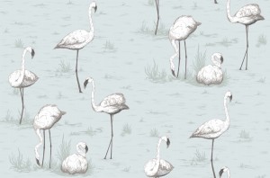 Tapeta Cole and Son Flamingos White/Soft Blue