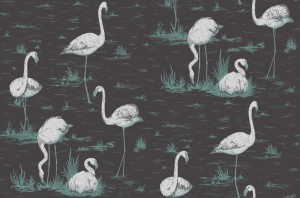 Tapeta Cole and Son Flamingos Silver/Charcoal