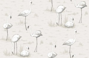 Tapeta Cole and Son Flamingos White/Powder Grey