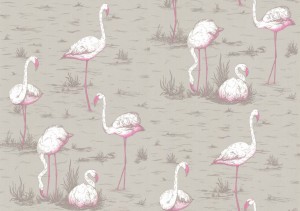Tapeta Cole and Son Flamingos White/Grey