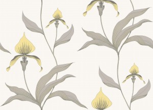Tapeta Cole and Son Orchid Lemon/Grey/Chalk