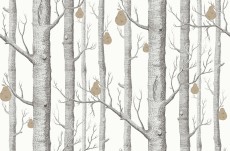 Tapeta Cole and Son Woods & Pears Black/White/Gold