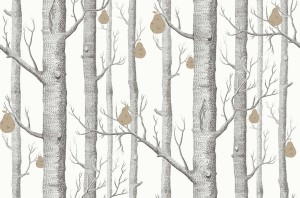 Tapeta Cole and Son Woods & Pears Black/White/Gold
