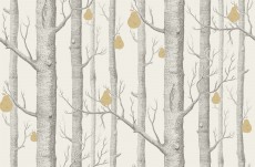 Tapeta Cole and Son Woods & Pears Charcoal/Parchment/Gold