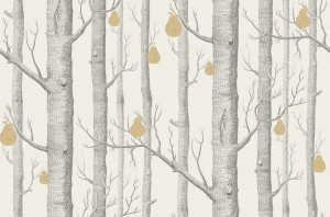 Tapeta Cole and Son Woods & Pears Charcoal/Parchment/Gold