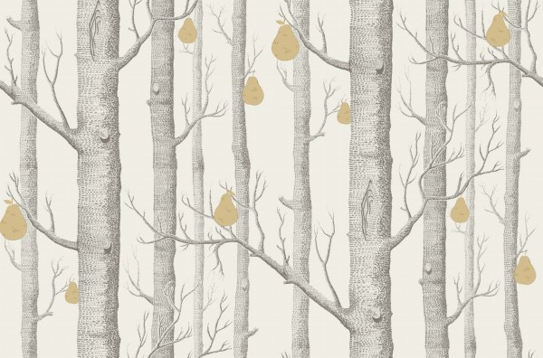 Tapeta Cole and Son Woods & Pears Charcoal/Parchment/Gold