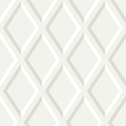 Tapeta Cole and Son w neutralnych odcieniach białego, szarości i delikatnego szaro-beżu. Wzór przedstawia geometryczne romby, co nadaje subtelny, nowoczesny charakter. Produkt leży na jednolitym tle, widoczny w całości w frontalnym ujęciu.