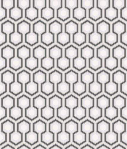 Tapeta Cole and Son Hicks' Hexagon w białym, miękkim błękicie i czerni, wzór heksagonalny. Produkt widoczny frontalnie, pokryty drobnymi hexagonami w kontrastujących odcieniach, na jasnym tle. Idealna do nowoczesnych wnętrz.