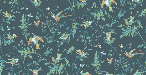 Tapeta Cole and Son Hummingbirds Navy/Multi colour