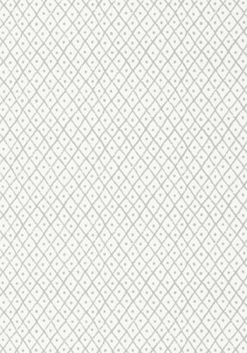 Tapeta Thibaut Anna French MINI TRELLIS w odcieniu szarości z wzorem drobnych rombów i krzyżujących się linii. Produkt położony płasko, na jednolitym tle, ukazujący teksturę i detale wzoru. Idealna do nowoczesnych aranżacji wnętrz.