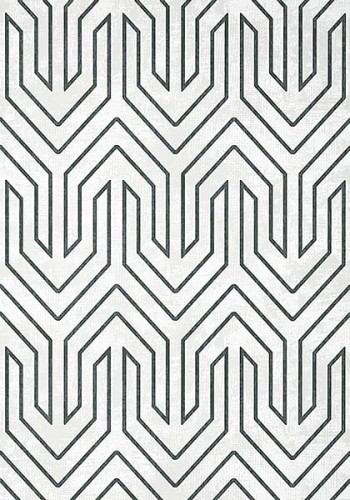 Tapeta Thibaut Anna French COLBURN CHEVRON w kolorze czarnym z geometrycznym wzorem chevron na jasnym tle. Widok frontalny ukazujący detale wzoru, leżąca na prostej powierzchni. Wzór czarno-biały, tekstura matowa, idealna do aranżacji wnętrz.