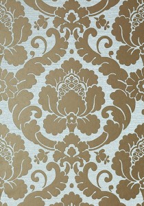 Tapeta Thibaut Anna French MARLOW Metallic Pewter on Aqua