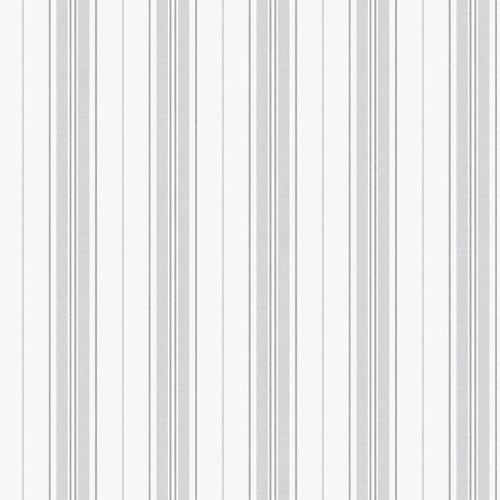 Tapeta Marstrand II Hamnskar Stripe Grey/White w kolorze szarym i białym, z regularnym, pionowym wzorem w paski. Materiał o gładkiej fakturze, idealny do nowoczesnych wnętrz. Paski w różnych odcieniach szarości na jasnym tle.