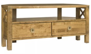 Stolik Narożny Drewniany RTV Balmoral Laura Ashley Miodowy 110x40x50cm