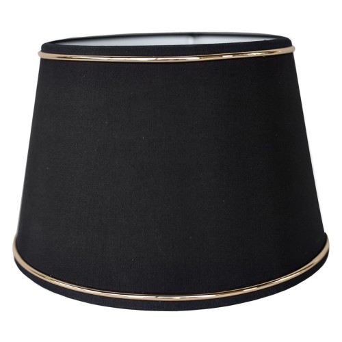 Abażur Chic w kolorze czarnym z dekoracyjną złotą obręczą. O wymiarach 20x15x13 cm, ma stożkowaty kształt i jest wykonany z matowego materiału. Idealny do lampy, dodaje elegancji wnętrzu.