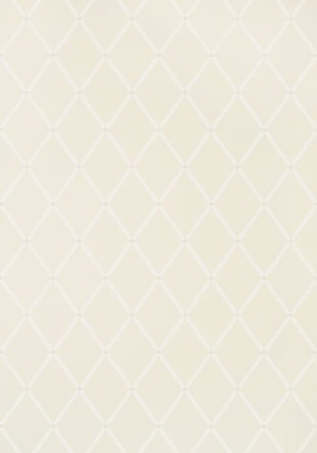 Tapeta Thibaut POMPTON TRELLIS w beżowym kolorze z delikatnym wzorem w romby. Tło w jasnym odcieniu, struktura gładka, wzór w formie siatki z wyraźnymi krawędziami. Idealna do eleganckich wnętrz.